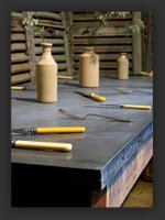 fruit case zinc top table detail