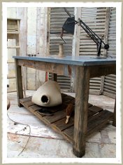 Zinc Topped Two Tier Work Bench / Kitchen island.