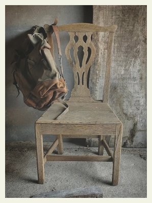 bleached oak chair straight back