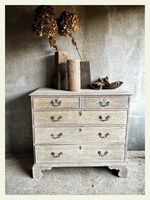 Georgian Oak Bleached Chest Of Drawers antique stripped verdigris