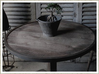 oak and steel round table top