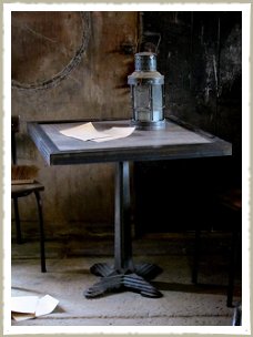 Bleached oak and steel topped cafe table