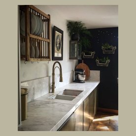 brass kitchen doors marble white