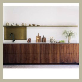 Brass deco kitchen splashback and shelf