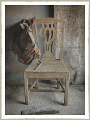 bleached oak chair straight back