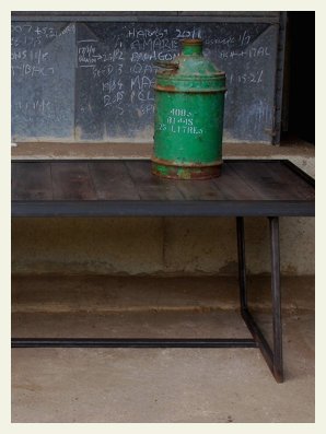 industrial steel frame oak table