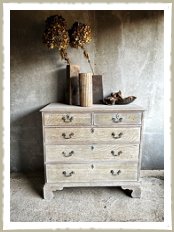 Georgian Oak Bleached Chest Of Drawers antique stripped verdigris