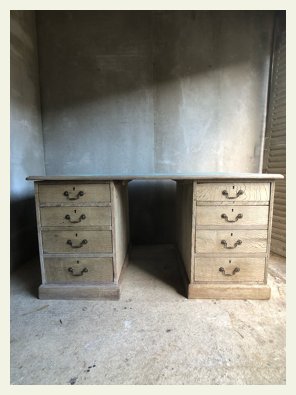 Edward VII 7th desk bleached oak metal top