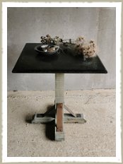 Verdigris Square Cafe Table with oak base