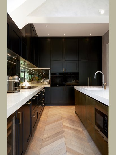 Brass doors cabinets kitchen London