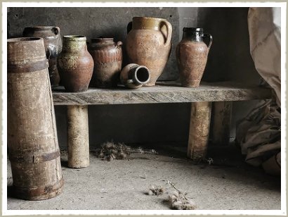 old pots on bench