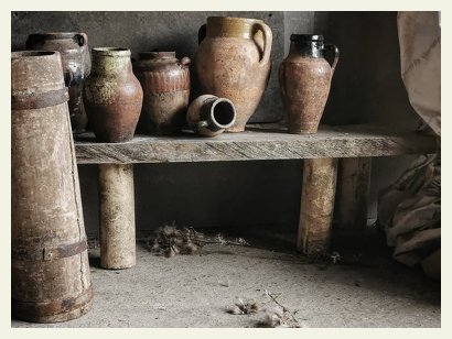 old pots on bench