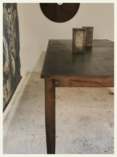 Tapered Oak Leg Iron Top Table