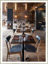 Cleaver restaurant in Wokingham including Zinc tables, counter and vintage industrial furniture