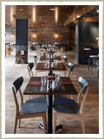 Cleaver restaurant in Wokingham including Zinc tables, counter and vintage industrial furniture