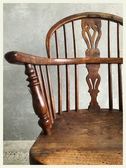 Yew wood spindle back carver chair