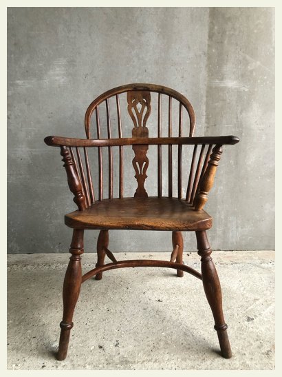 Yew wood spindle back carver chair