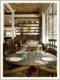 Zinc table in Ridinghouse Cafe, London