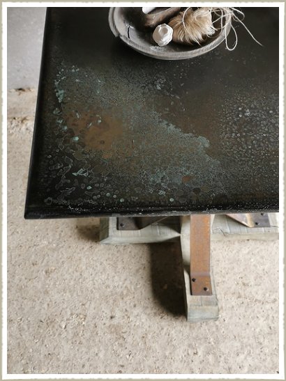 blackened brass square table top