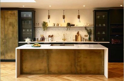 houselust kitchen brass island