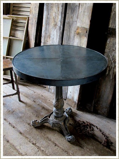 Cafe Table, Zinc Topped round bistro commercial