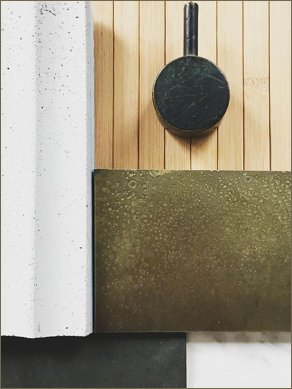 brass blistered sample tile panel bathroom