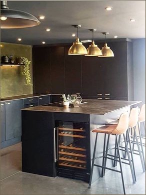  kitchen brass triangular tile splashback