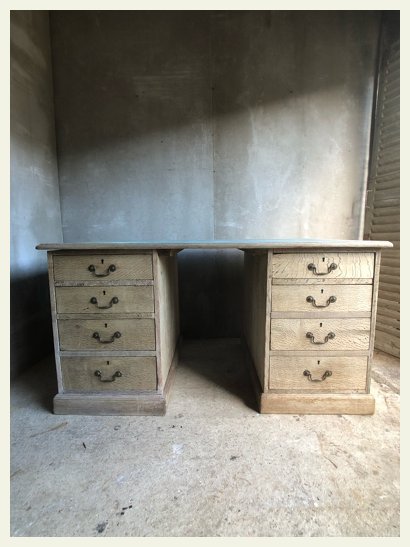 Edward VII 7th desk bleached oak metal top