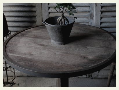 oak and steel round table top