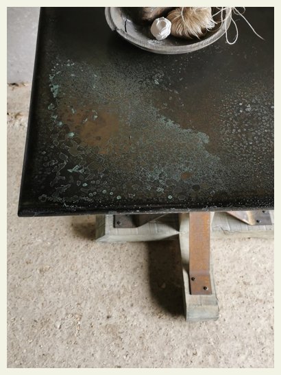 blackened brass square table top
