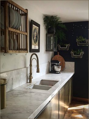 brass kitchen home marble white