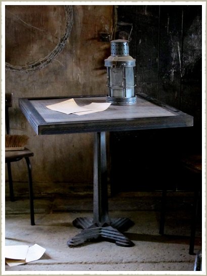 Bleached oak and steel topped cafe table